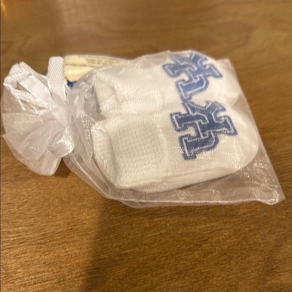 White Baby Socks with Blue Logo - Picture 2 of 4